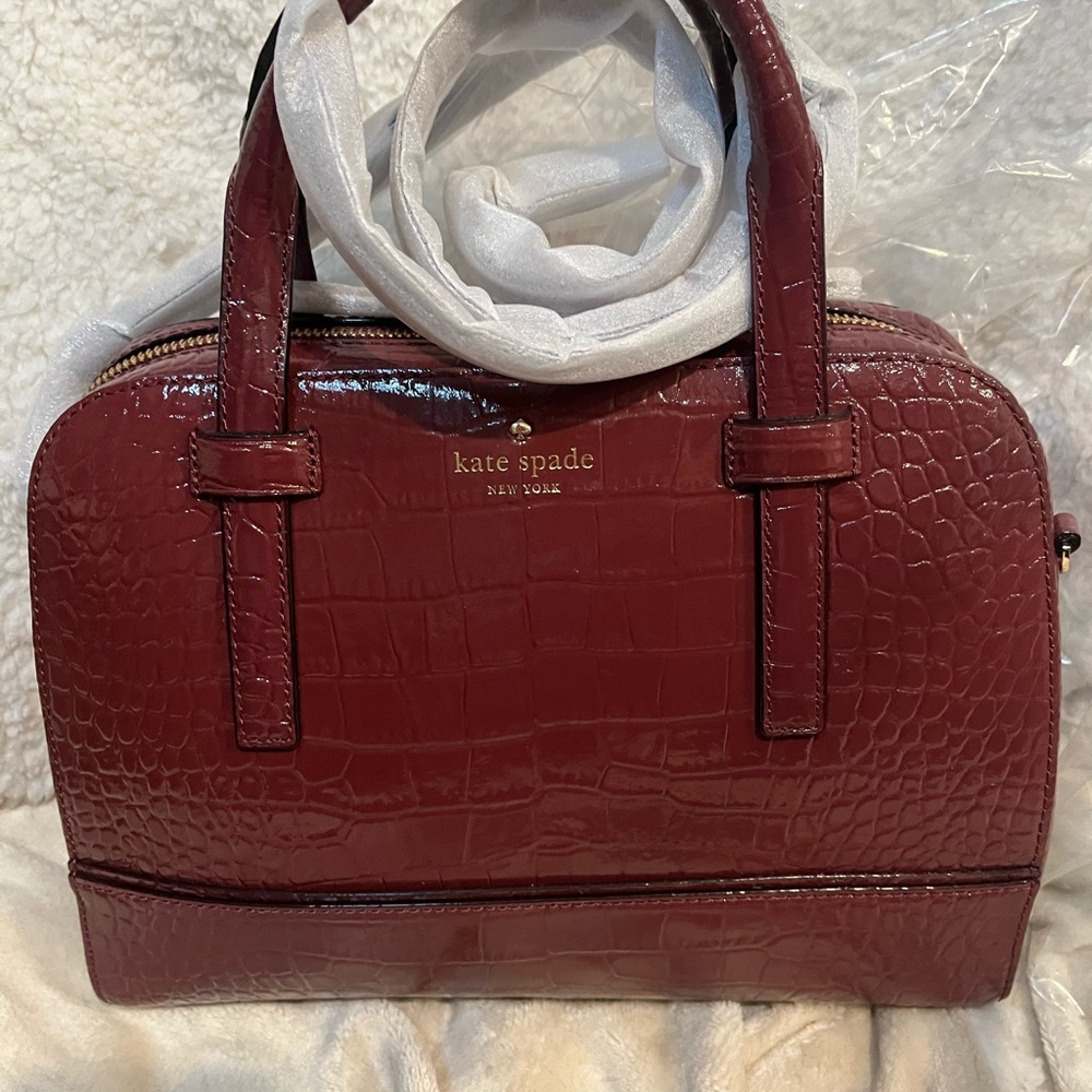 Kate Spade New York 249620 Womens Small Felix Riverside Satchel Bag Burgundy